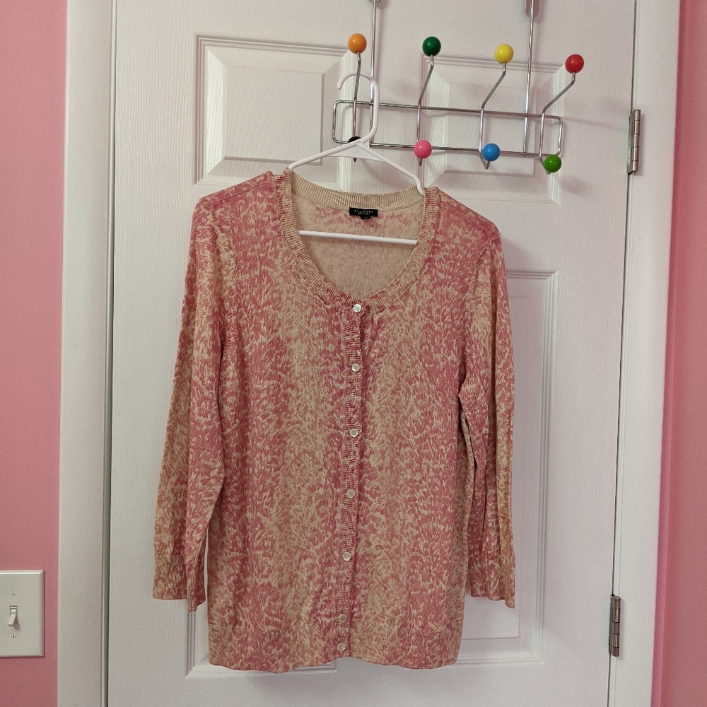 Talbots Large Pink & Cream Cardigan